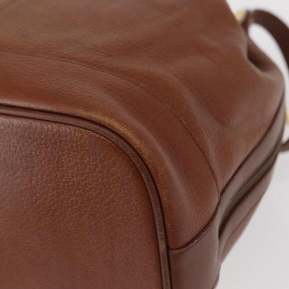 Burberrys Shoulder Bag Leather Brown Gold Auth 151776